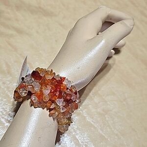 Women's Bracelet, Amber Like Stones, Stretchy